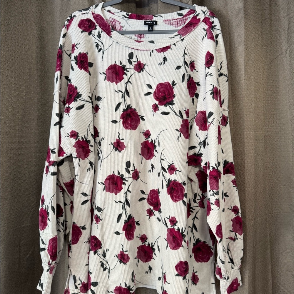 Torrid Drop Shoulder Long Sleeved Rib Top